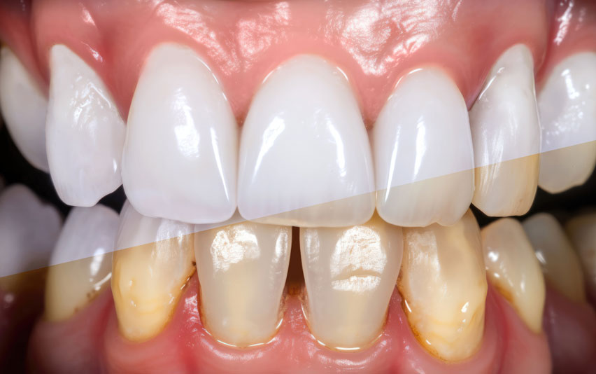 a close of a before and after, after a smile makeover procedure