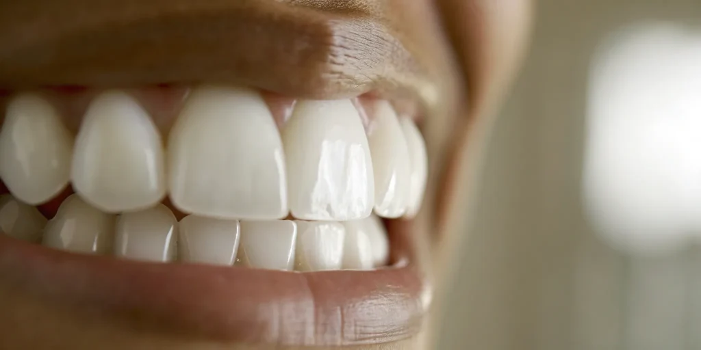 A bright, natural-looking smile restored with a zirconia fixed bridge.